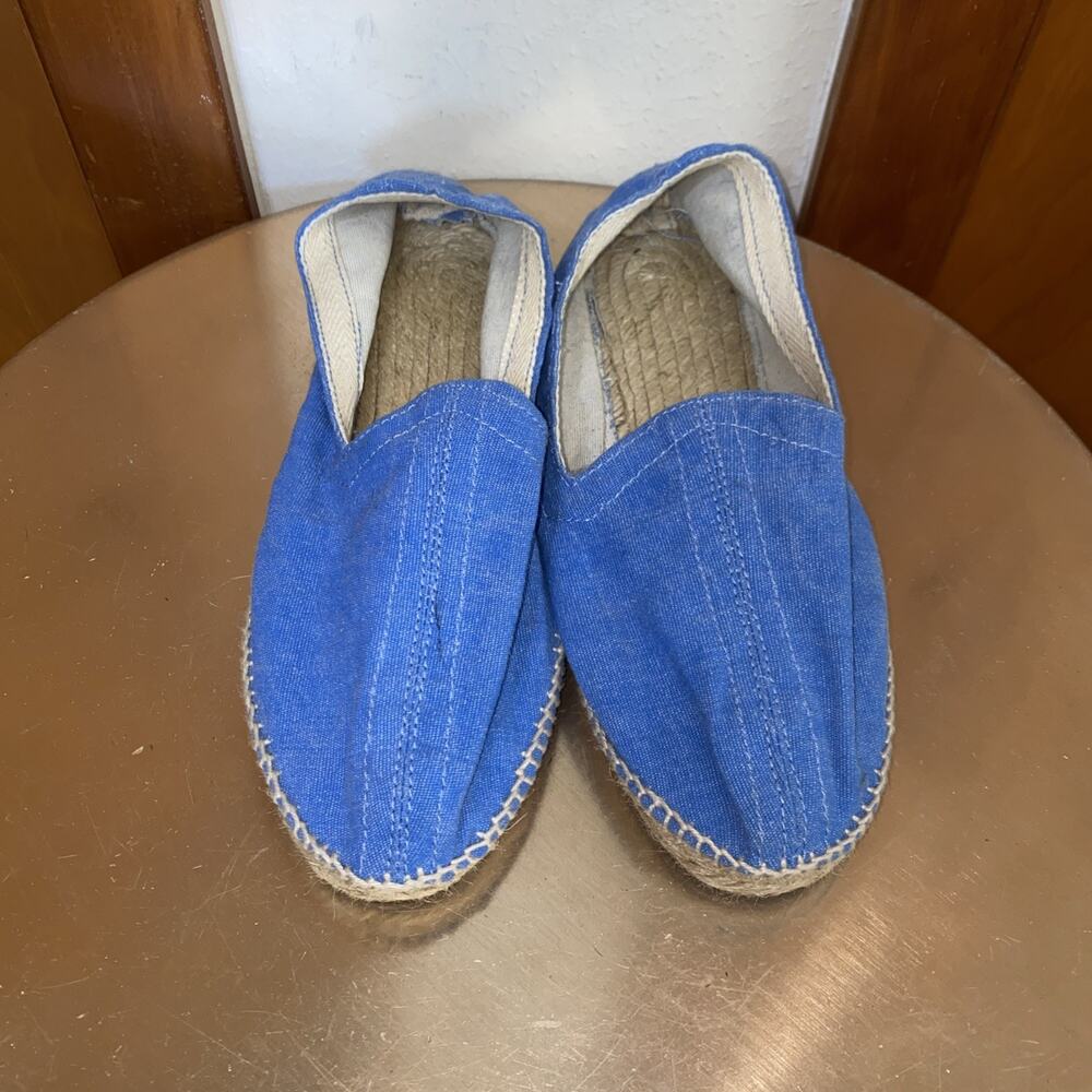 Cousu Main Spain Denim Espadrilles Flat Shoes Rope Sole Slip On Summer Beach